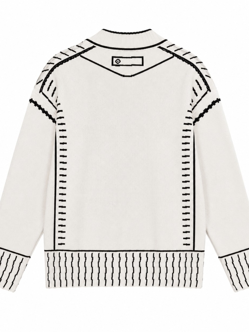 Womens Oversized White Black Graphic Cardigan Sweater Loose Fit One Size - Picture 3 of 3